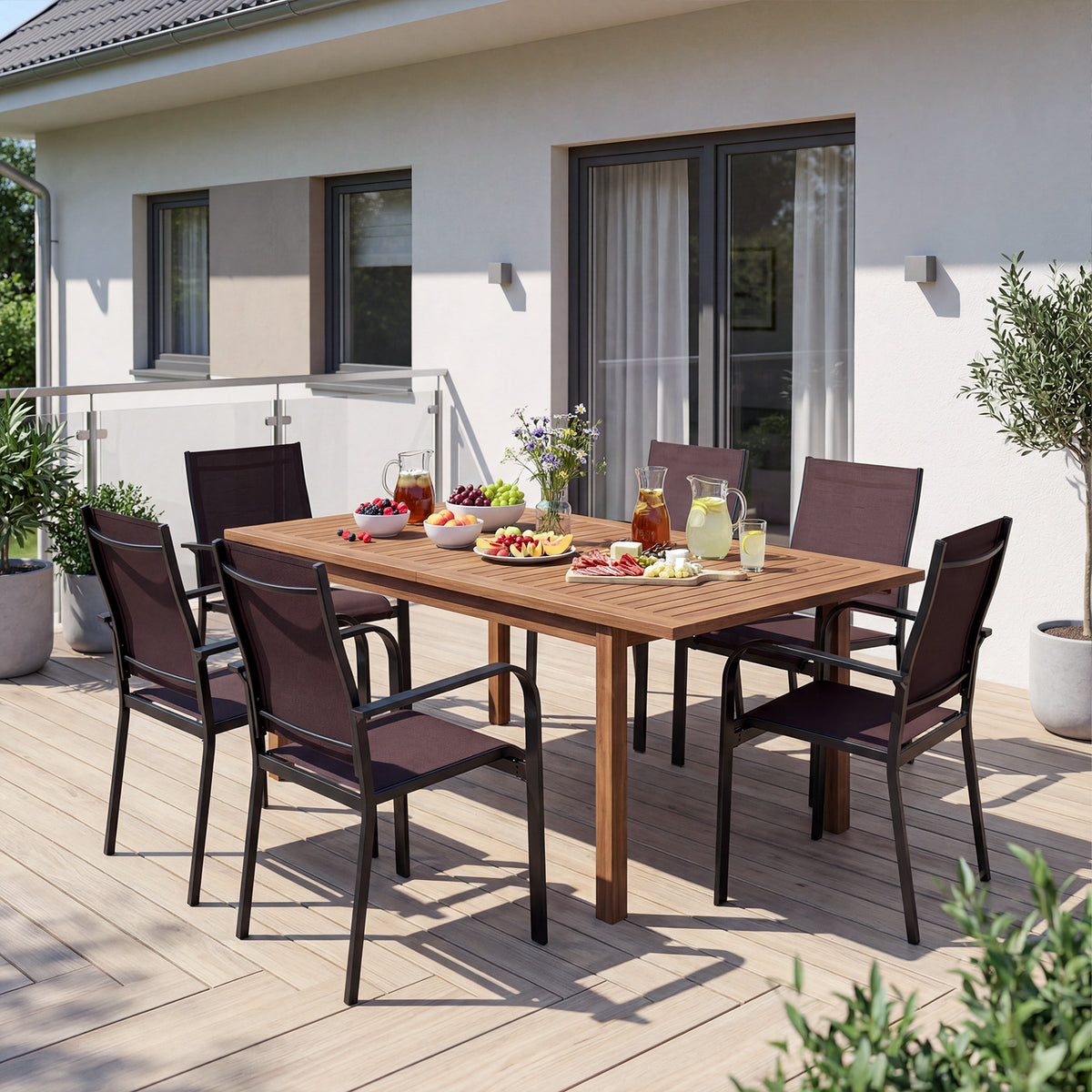 Patio Dining Chairs Set of 2/4/6 Stackable Outdoor Armchairs-Set of 2/4/6
