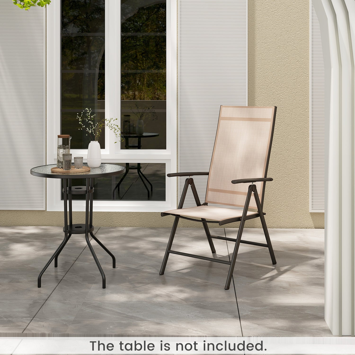 1 Piece Patio Folding Dining Chairs with 7-Level Adjustable High Backrest