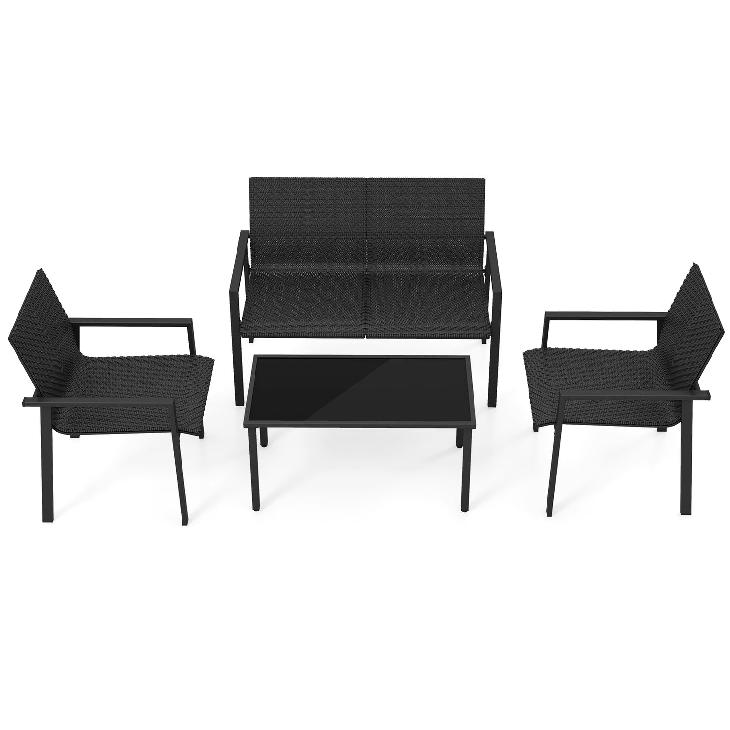 4 Pieces Patio Furniture Set with Heavy Duty Galvanized Metal Frame