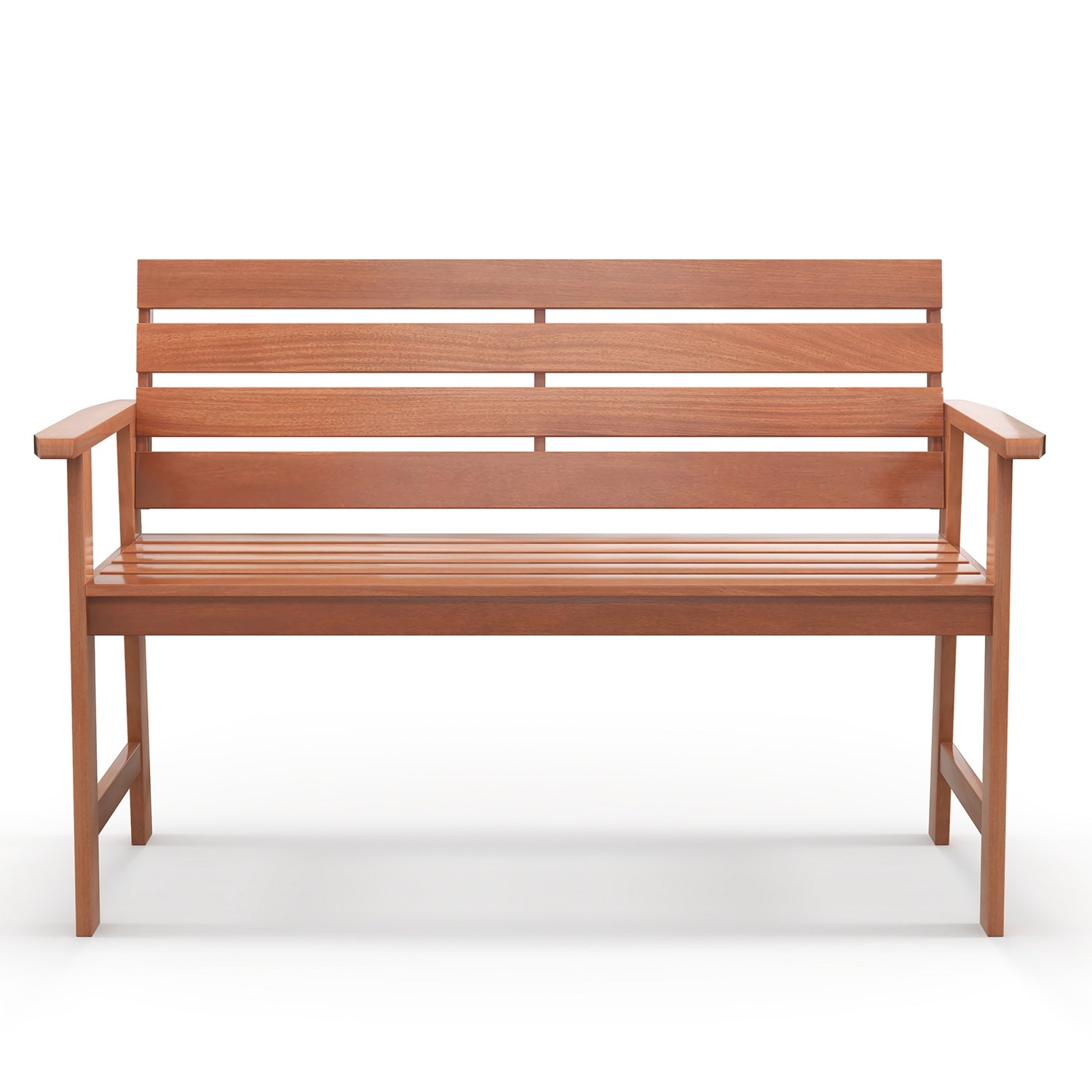 Patio Solid Wood Bench Wood 2-Seat Chair with Breathable Slatted Seat & Inclined Backrest