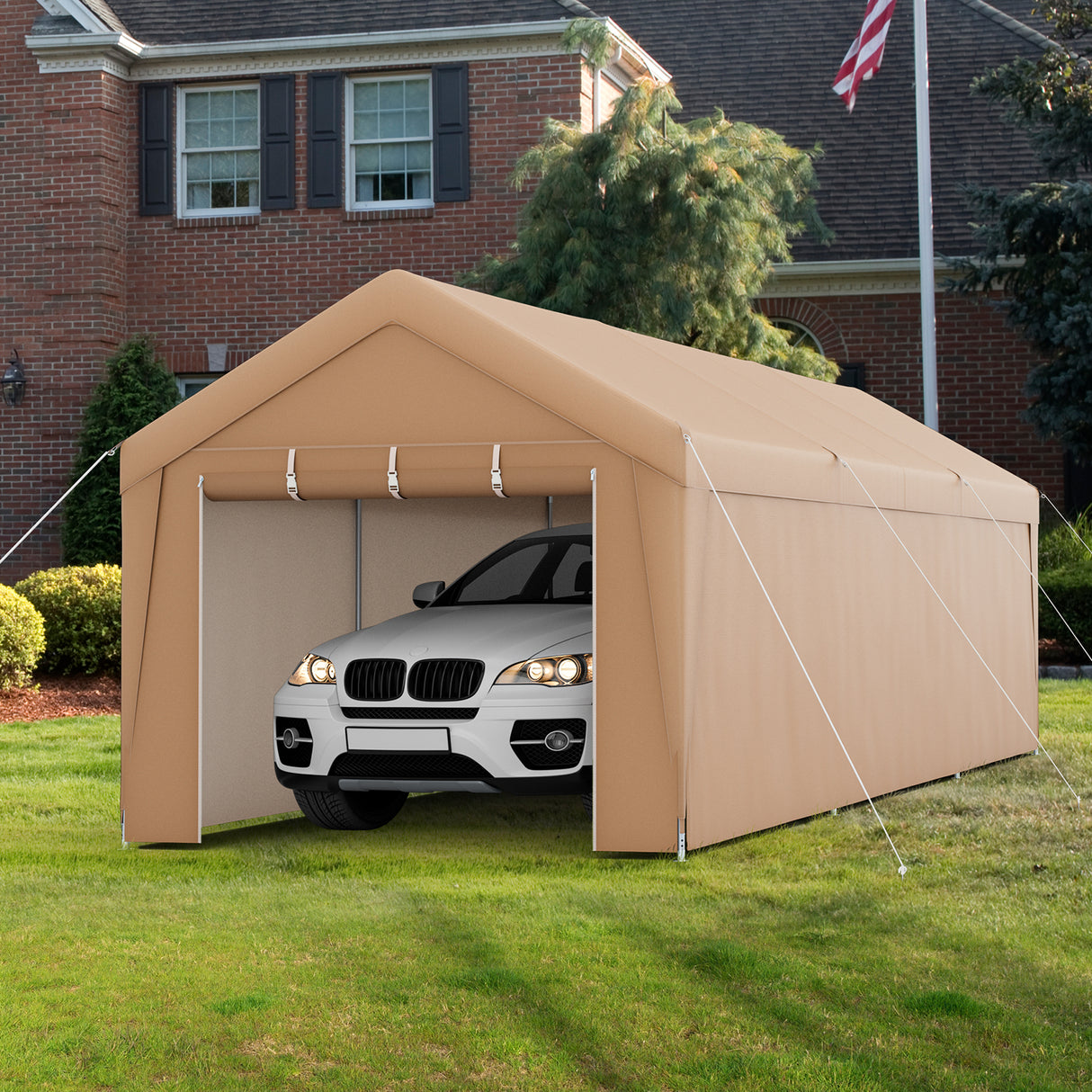 10 x 20 Feet Portable Garage Tent Carport with Galvanized Steel Frame