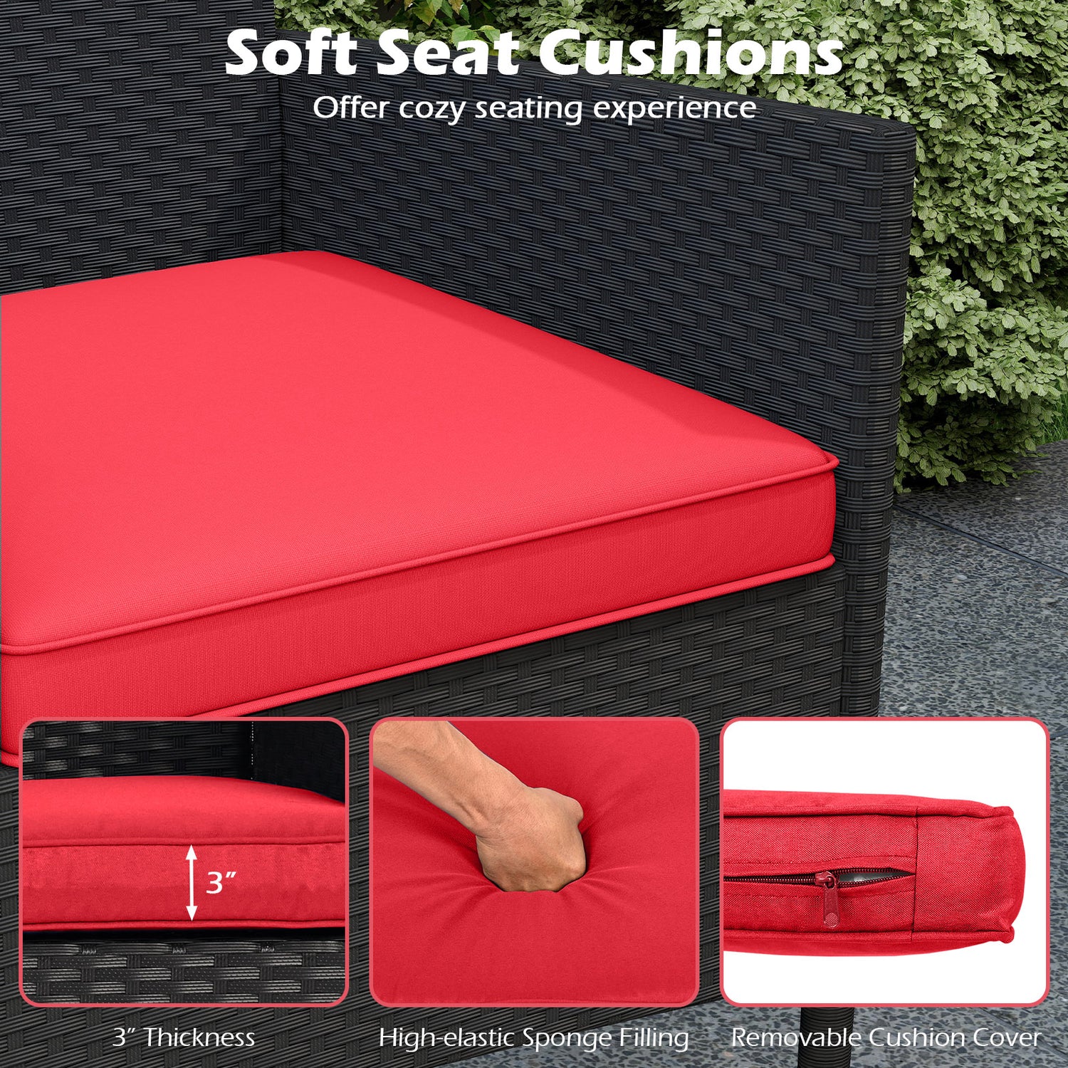 Patio Loveseat with Built-in Table for Backyard Porch