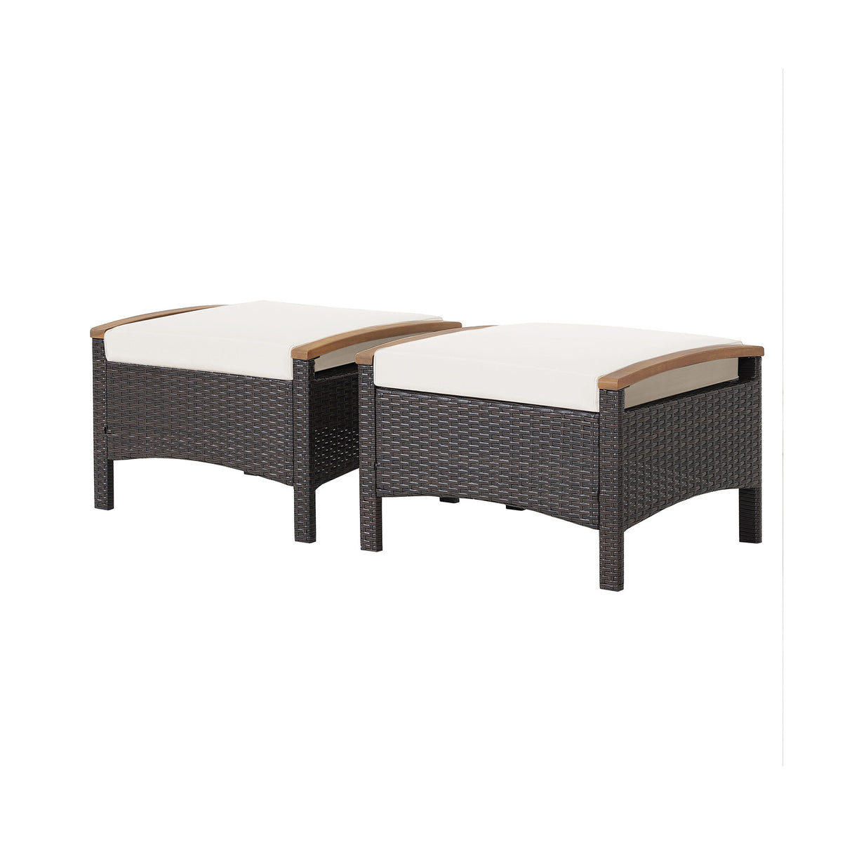 Set of 2 Fade-Resistant Wicker Patio Ottoman