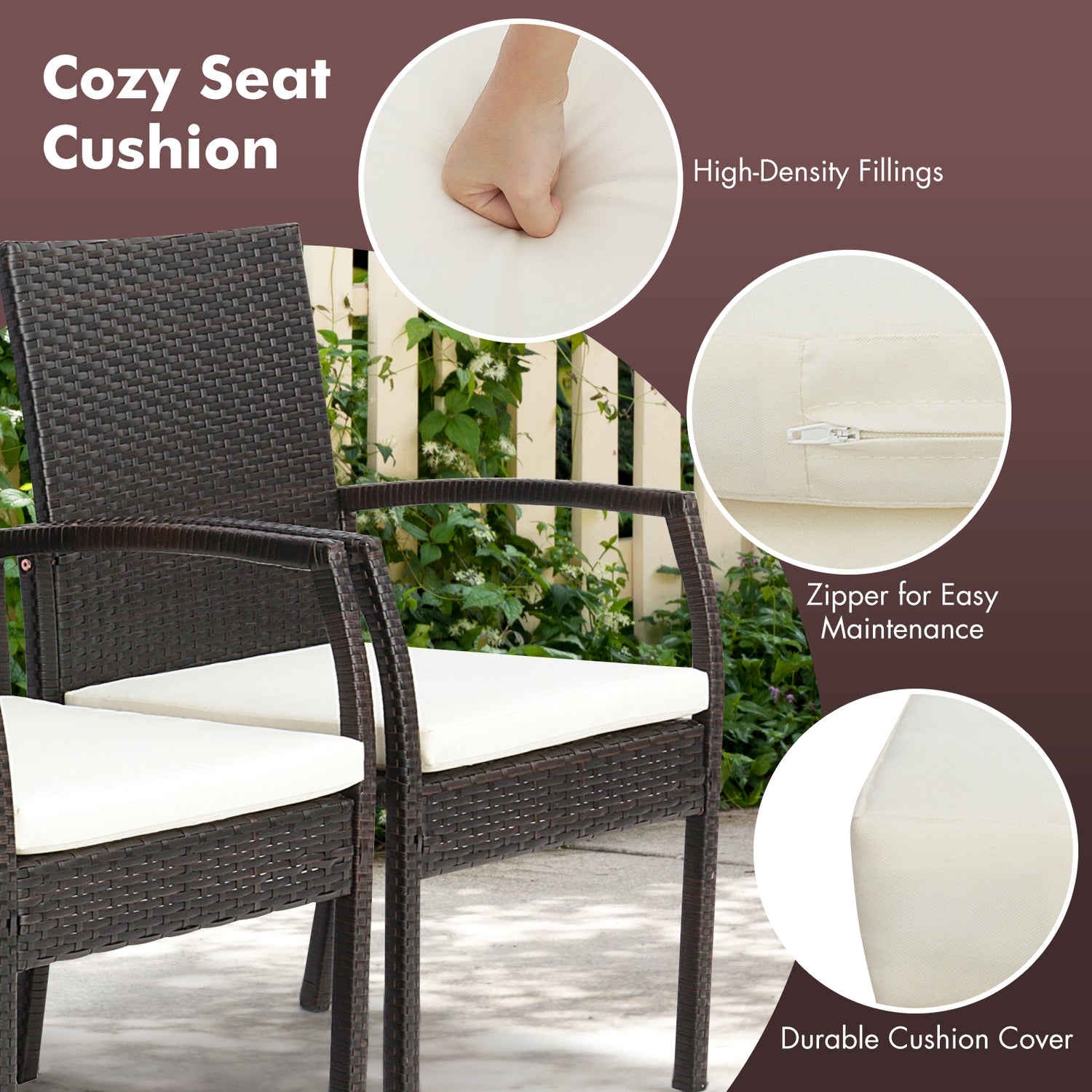 9 Pieces Patio Rattan Dining Set with Acacia Wood Table for Backyard Garden-L