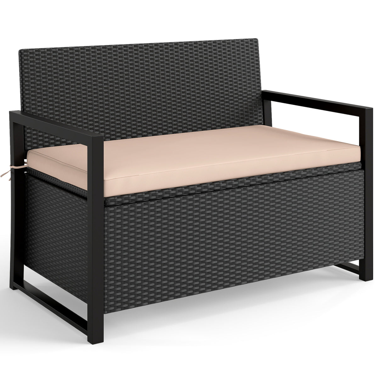 Patio Storage Bench-Mix Brown and Off White