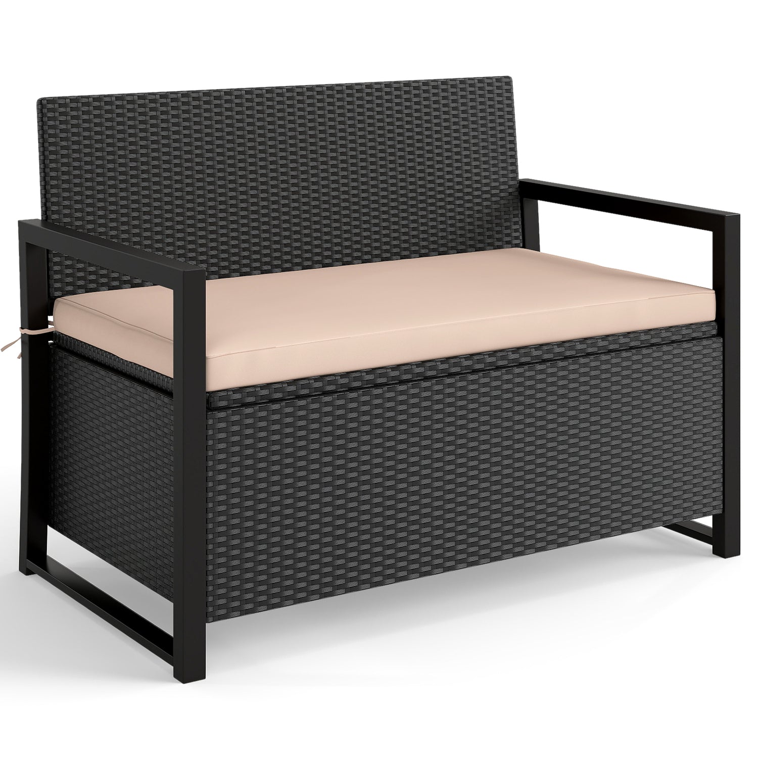 Patio Storage Bench-Mix Brown and Off White