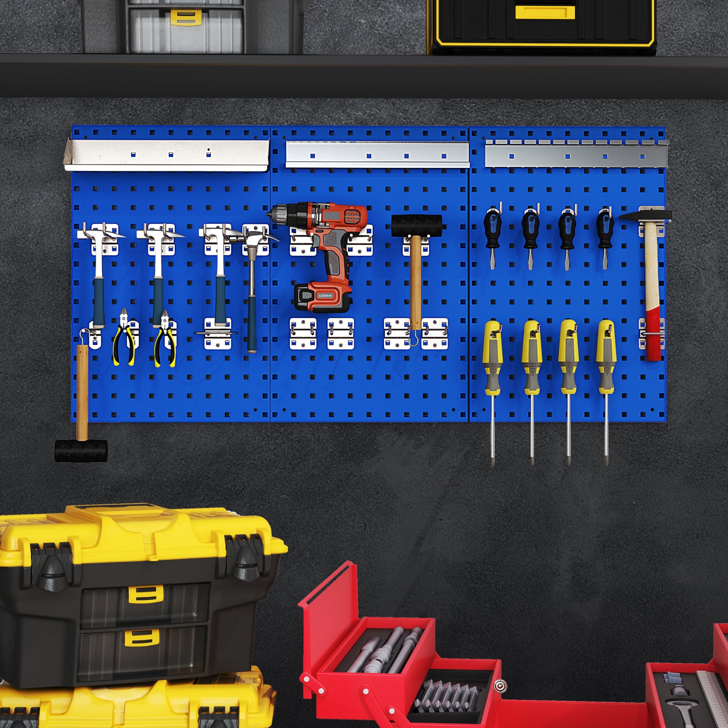 Wall-Mounted Pegboard Kit with 3 Pegboards for Garage Workshop