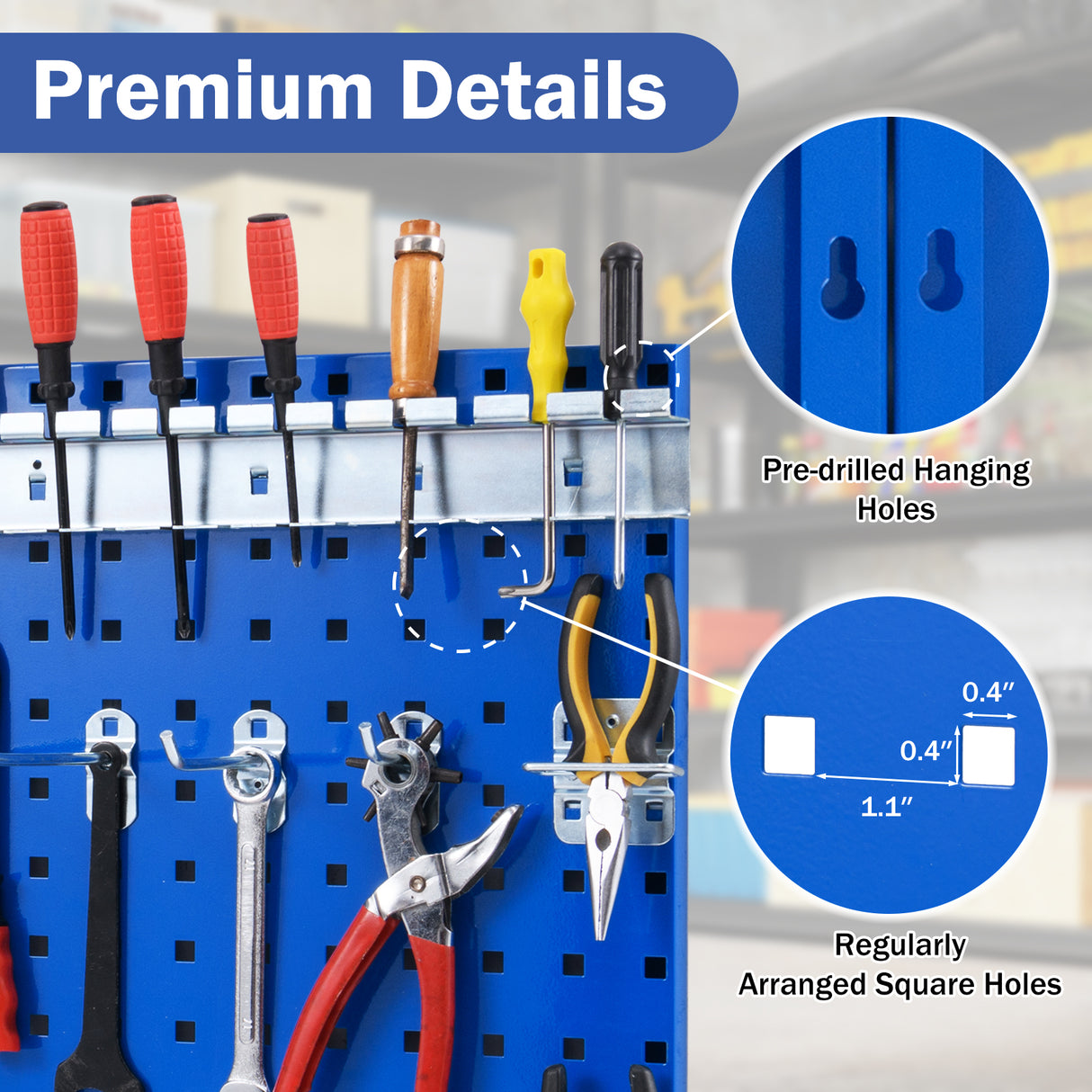 Wall-Mounted Pegboard Kit with 3 Pegboards for Garage Workshop