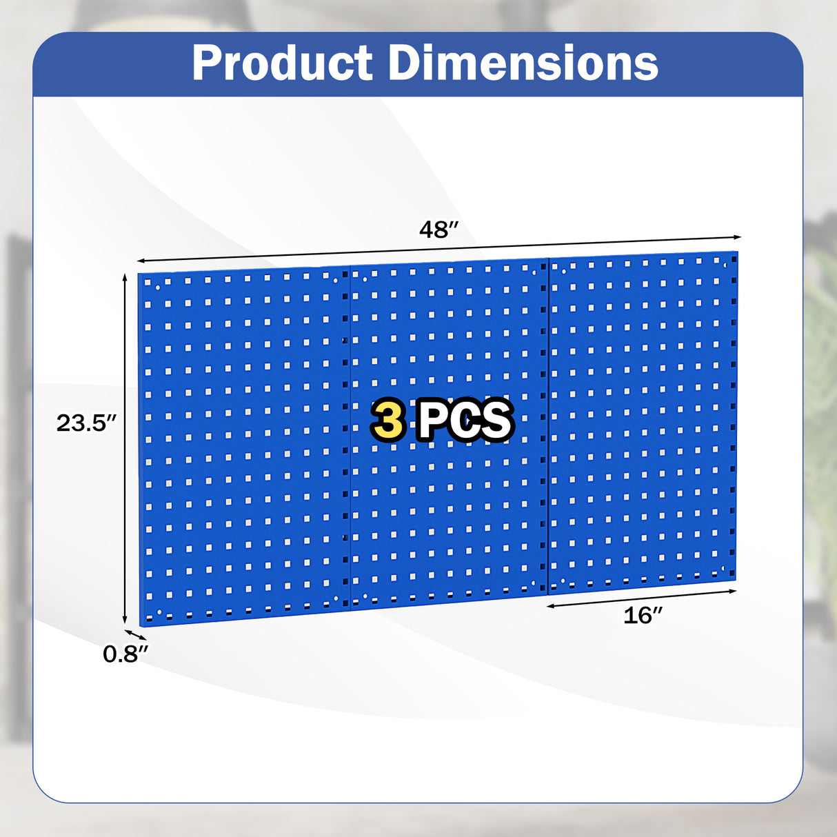 Wall-Mounted Pegboard Kit with 3 Pegboards for Garage Workshop