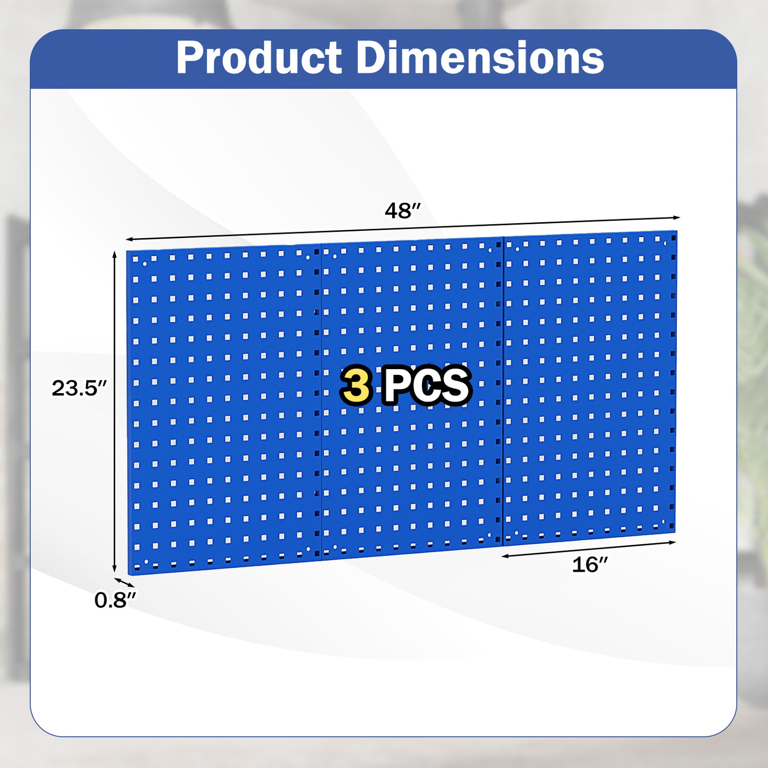 Wall-Mounted Pegboard Kit with 3 Pegboards for Garage Workshop