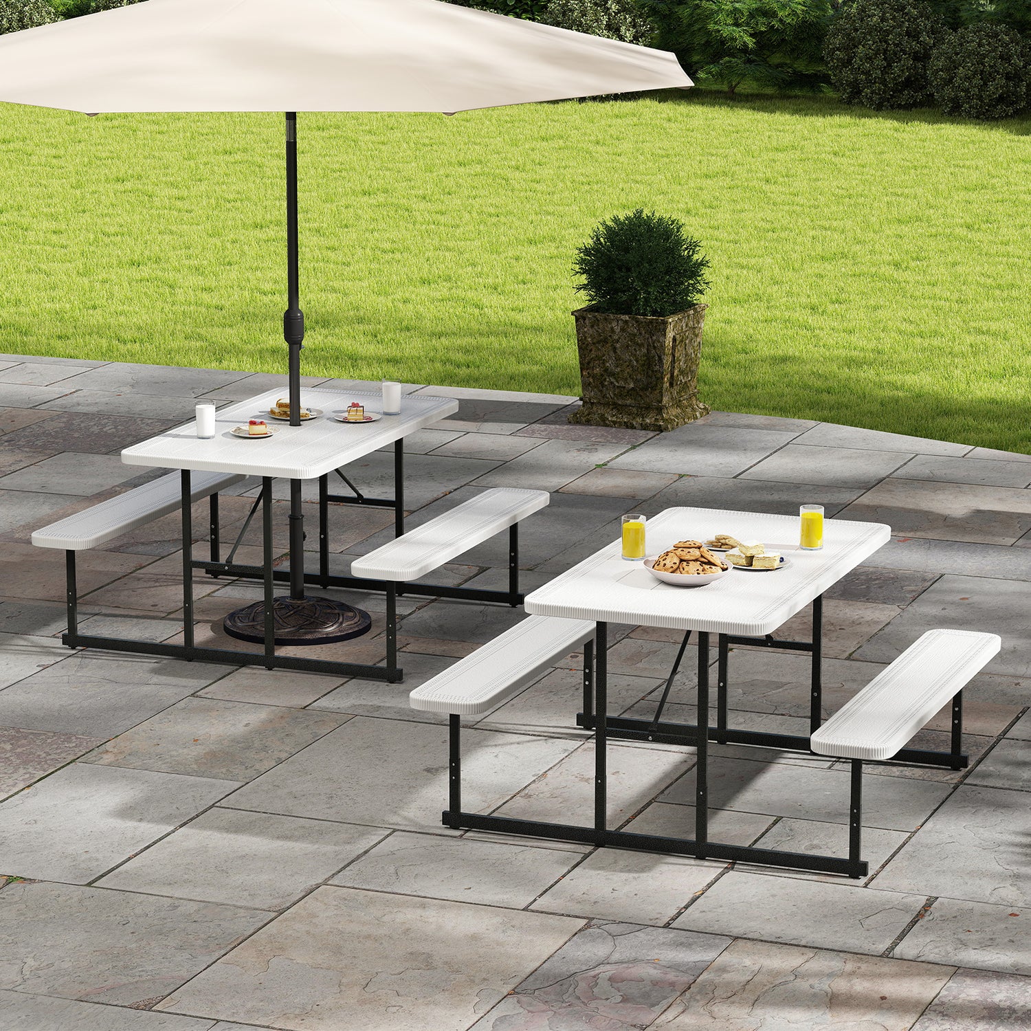 Picnic Table Bench Set for 2-4 People Outdoor Rectangular Camping Dining Table