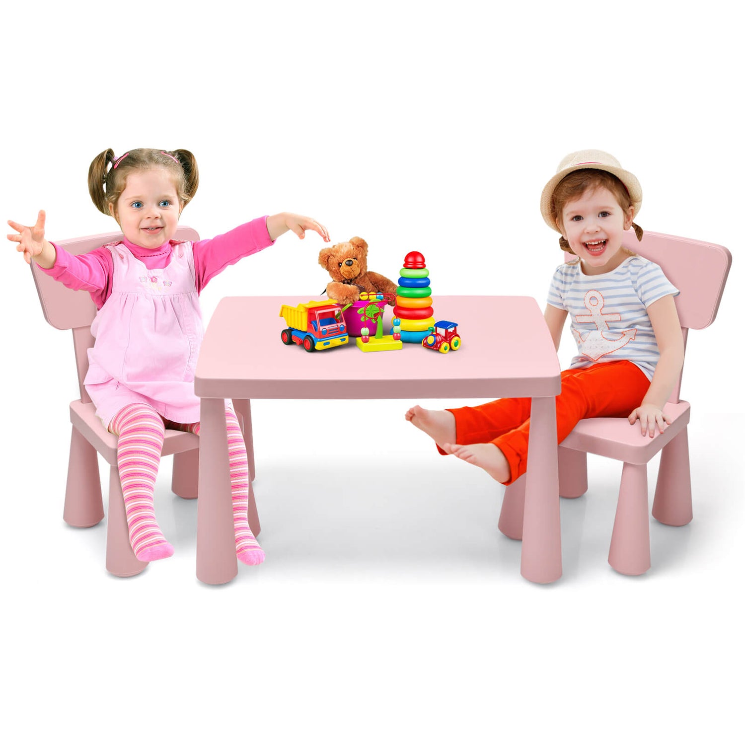 3 Pieces Toddler Multi Activity Play Dining Study Kids Table and Chair Set