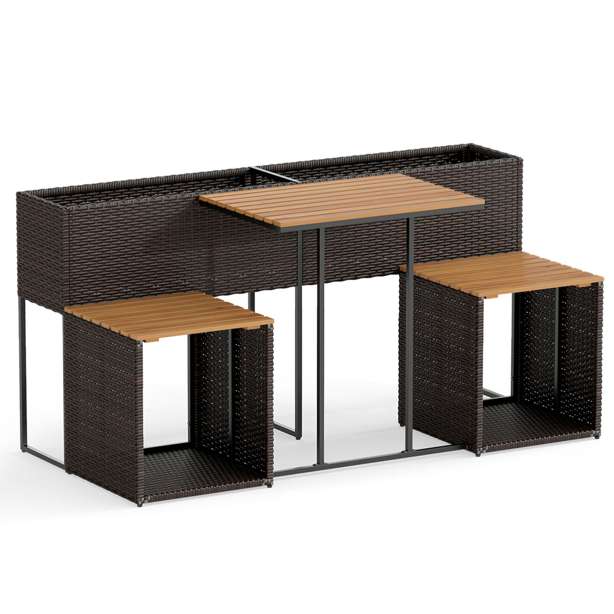 Patio Furniture Set with Raised Garden Bed for Porch and Yard