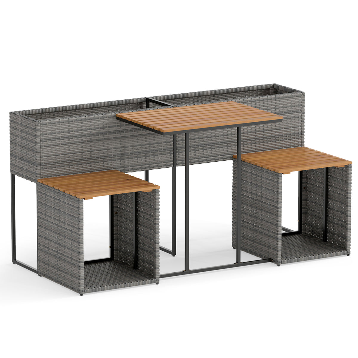 Patio Furniture Set with Raised Garden Bed for Porch and Yard