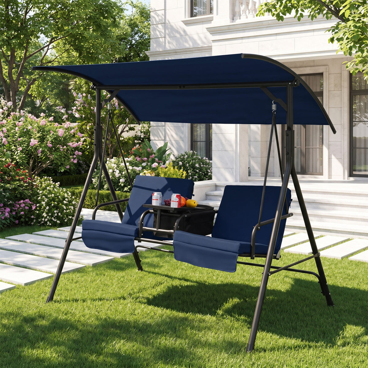 Porch Swing Chair with Adjustable Canopy