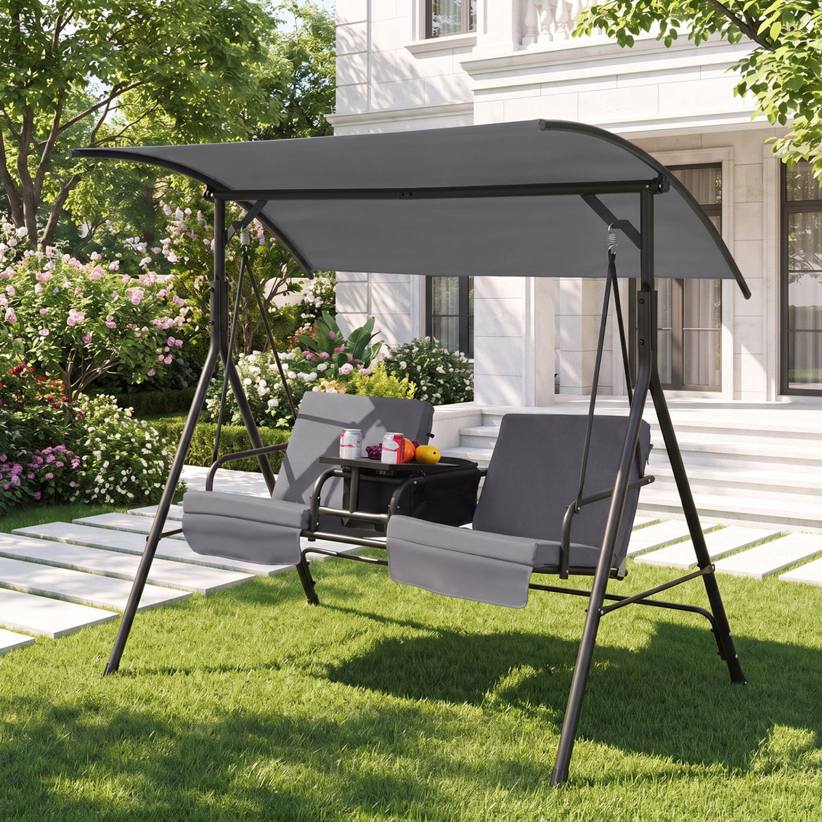 Porch Swing Chair with Adjustable Canopy