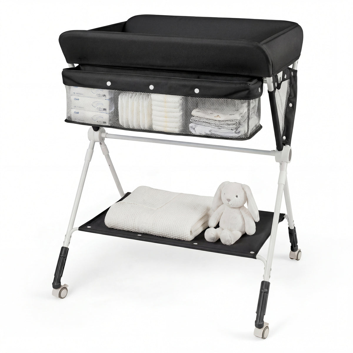 Portable Baby Changing Table with 3-Level Adjustable Height