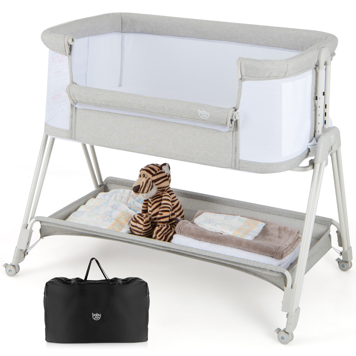 Portable Bedside Sleeper for Baby with 7 Adjustable Heights