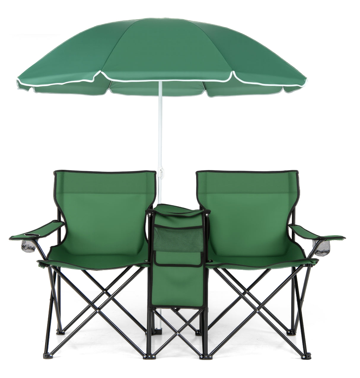 Portable Folding Picnic Double Chair with Umbrella