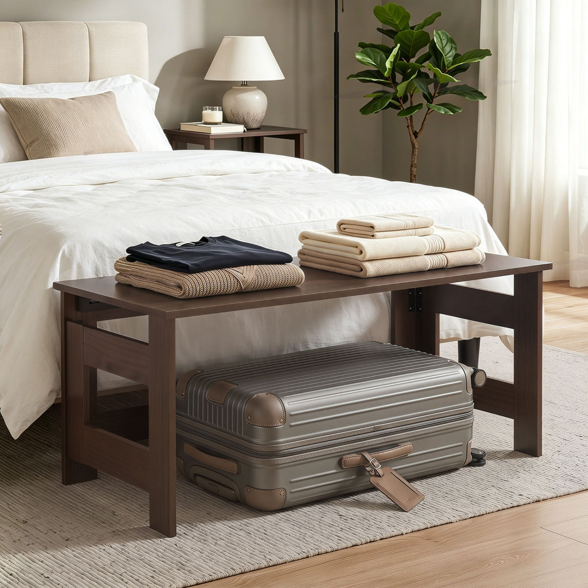 Portable Low Floor Table with Foldable Legs for Living Room