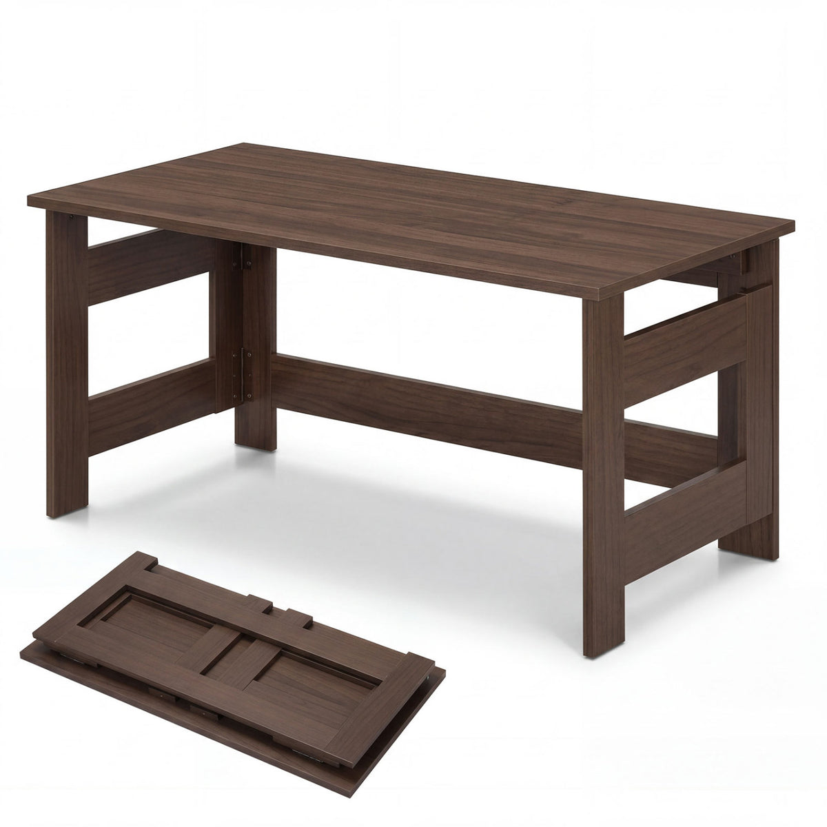 Portable Low Floor Table with Foldable Legs for Living Room