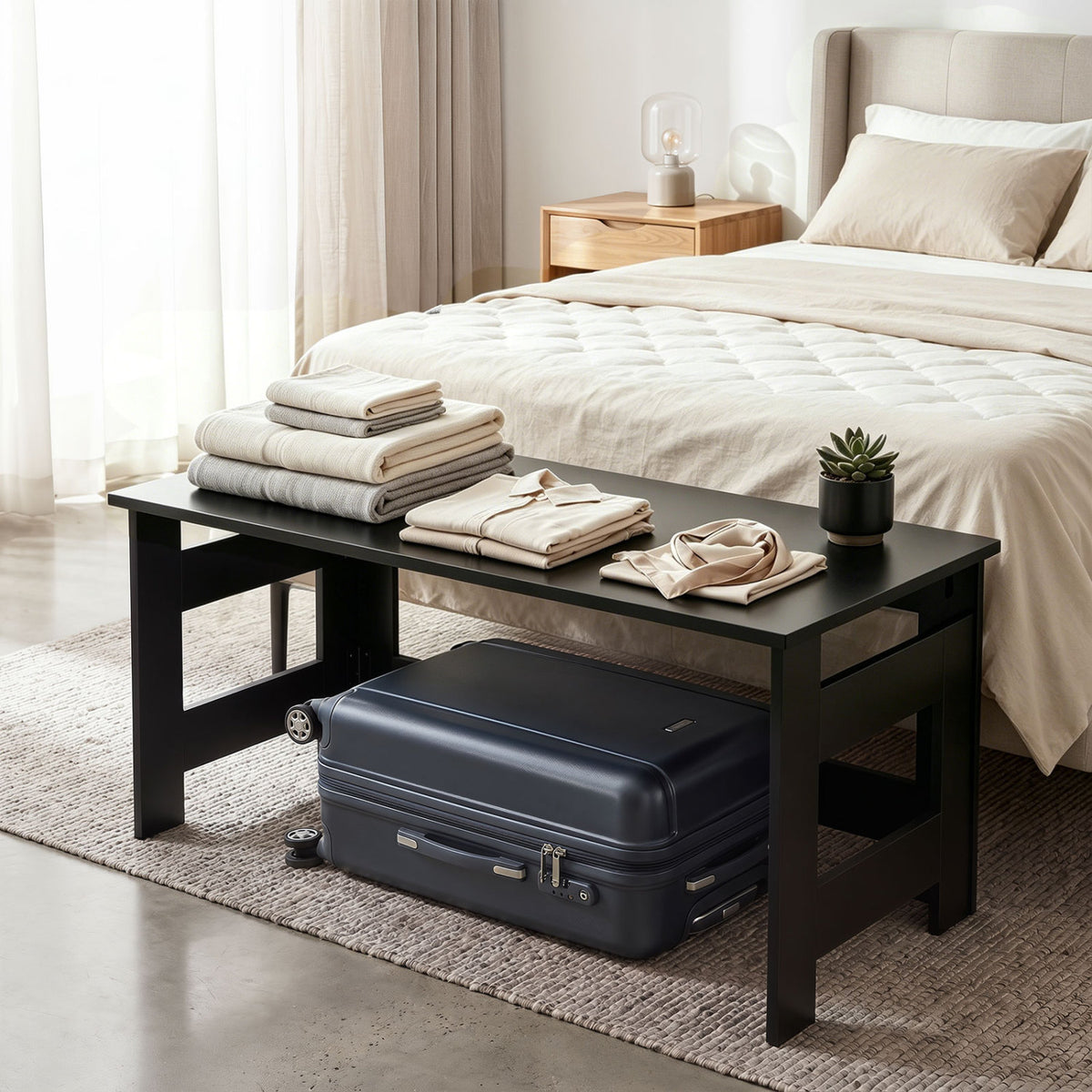 Portable Low Floor Table with Foldable Legs for Living Room