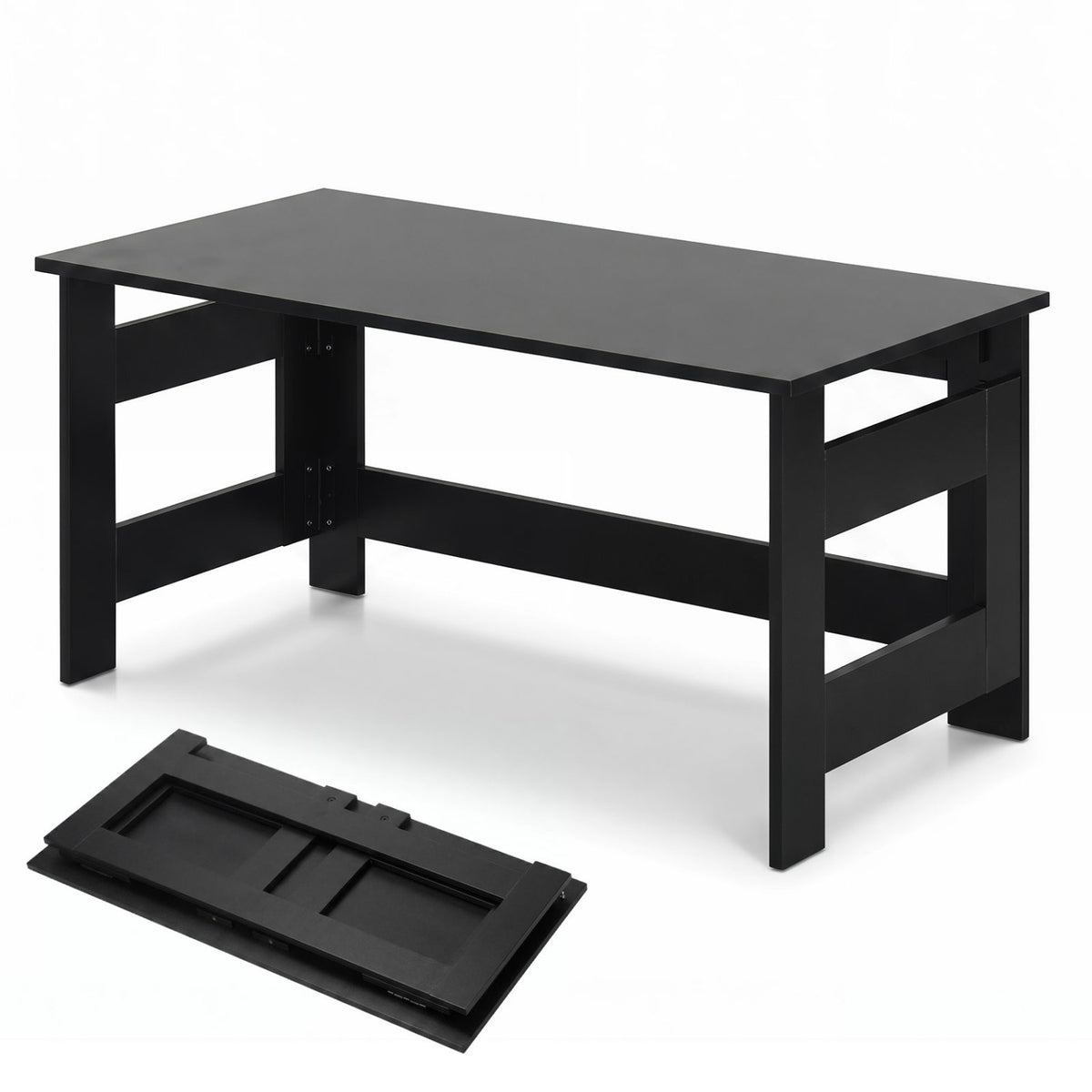 Portable Low Floor Table with Foldable Legs for Living Room