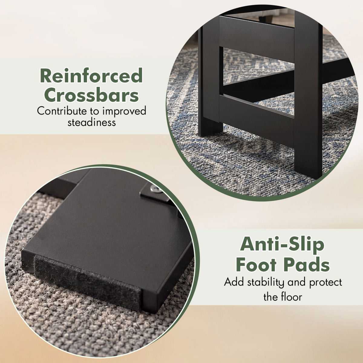Portable Low Floor Table with Foldable Legs for Living Room
