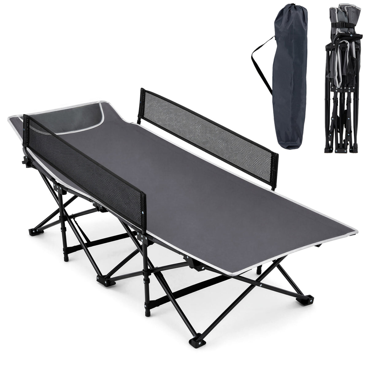 Portable Travel Toddler Cot Bed with Guardrail for Outdoor Indoor