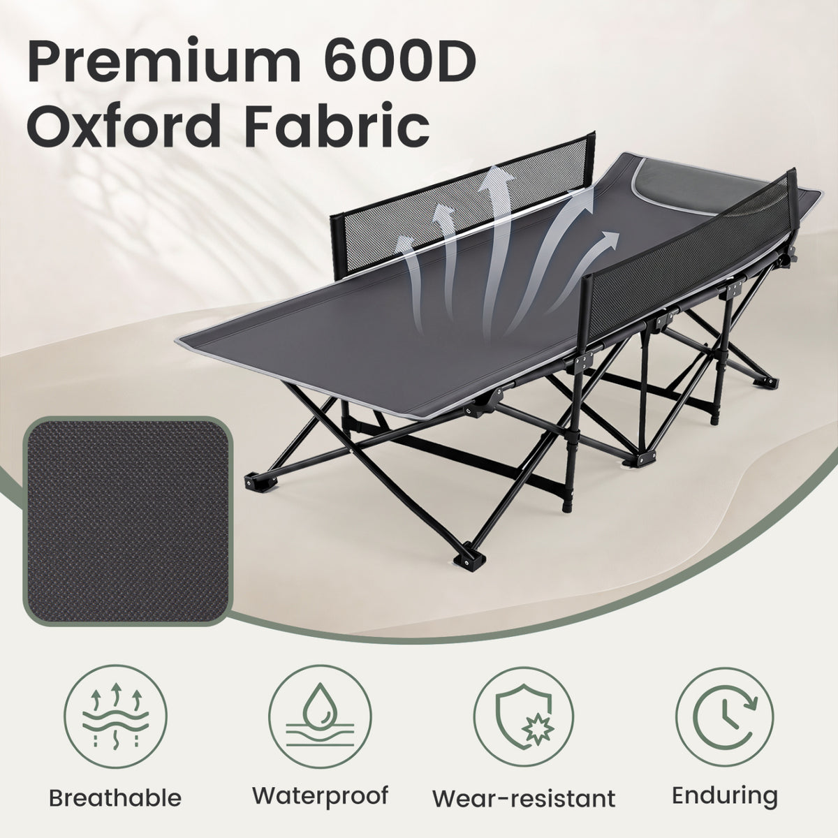 Portable Travel Toddler Cot Bed with Guardrail for Outdoor Indoor