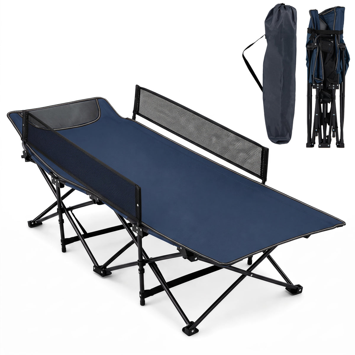 Portable Travel Toddler Cot Bed with Guardrail for Outdoor Indoor