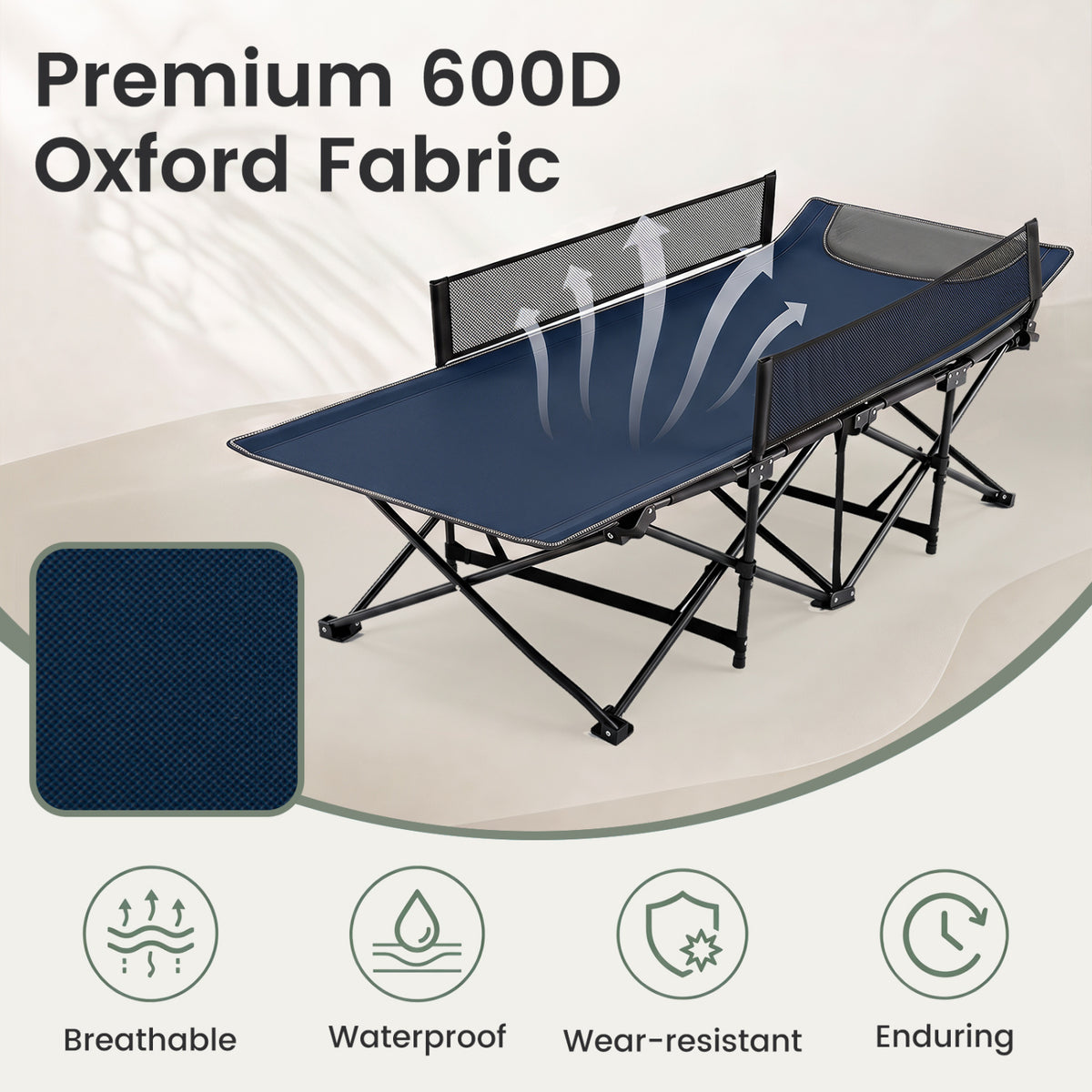 Portable Travel Toddler Cot Bed with Guardrail for Outdoor Indoor