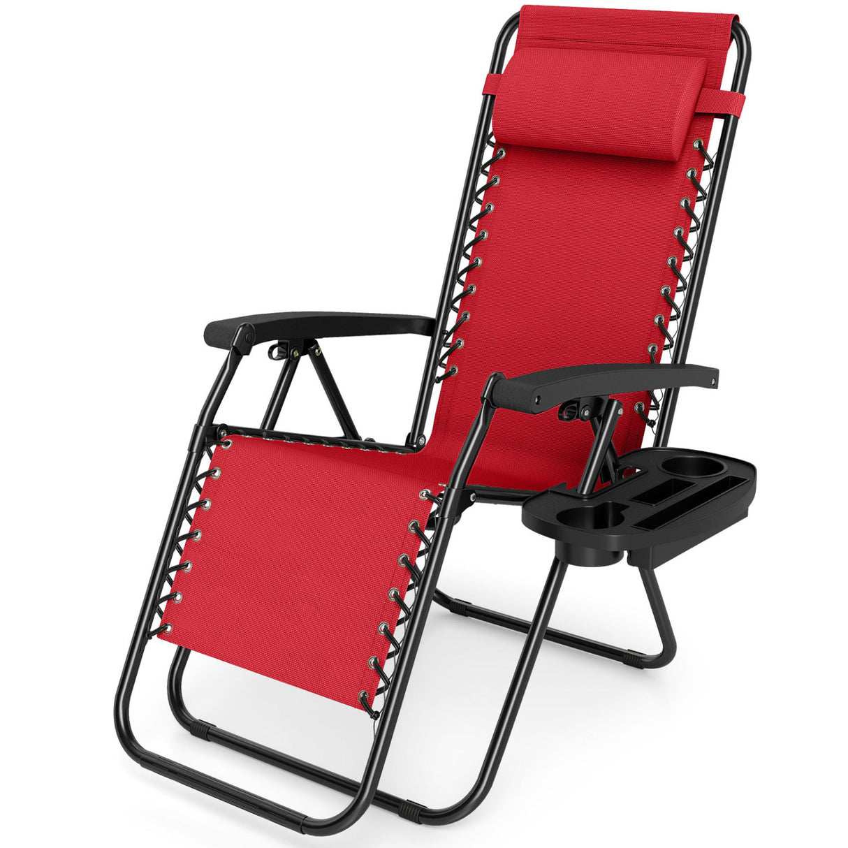 Portable Zero Gravity Chairs with Cup Holder Trays and Backrest Set of 2