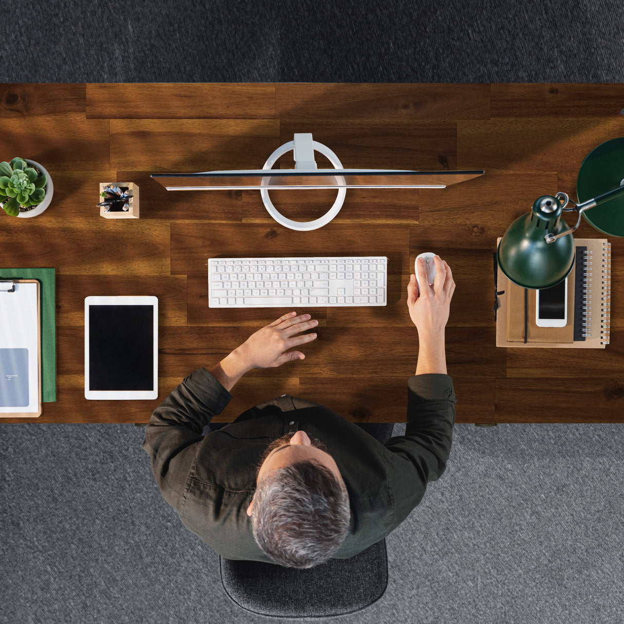 Acacia Lagom 48" Solid Wood Work Desk with Drawers for Functional Home Office