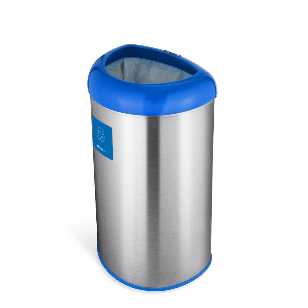 Semi-Round Open Top Trash Can 13 Gallon, Black/Blue/Red | OTT-50-19