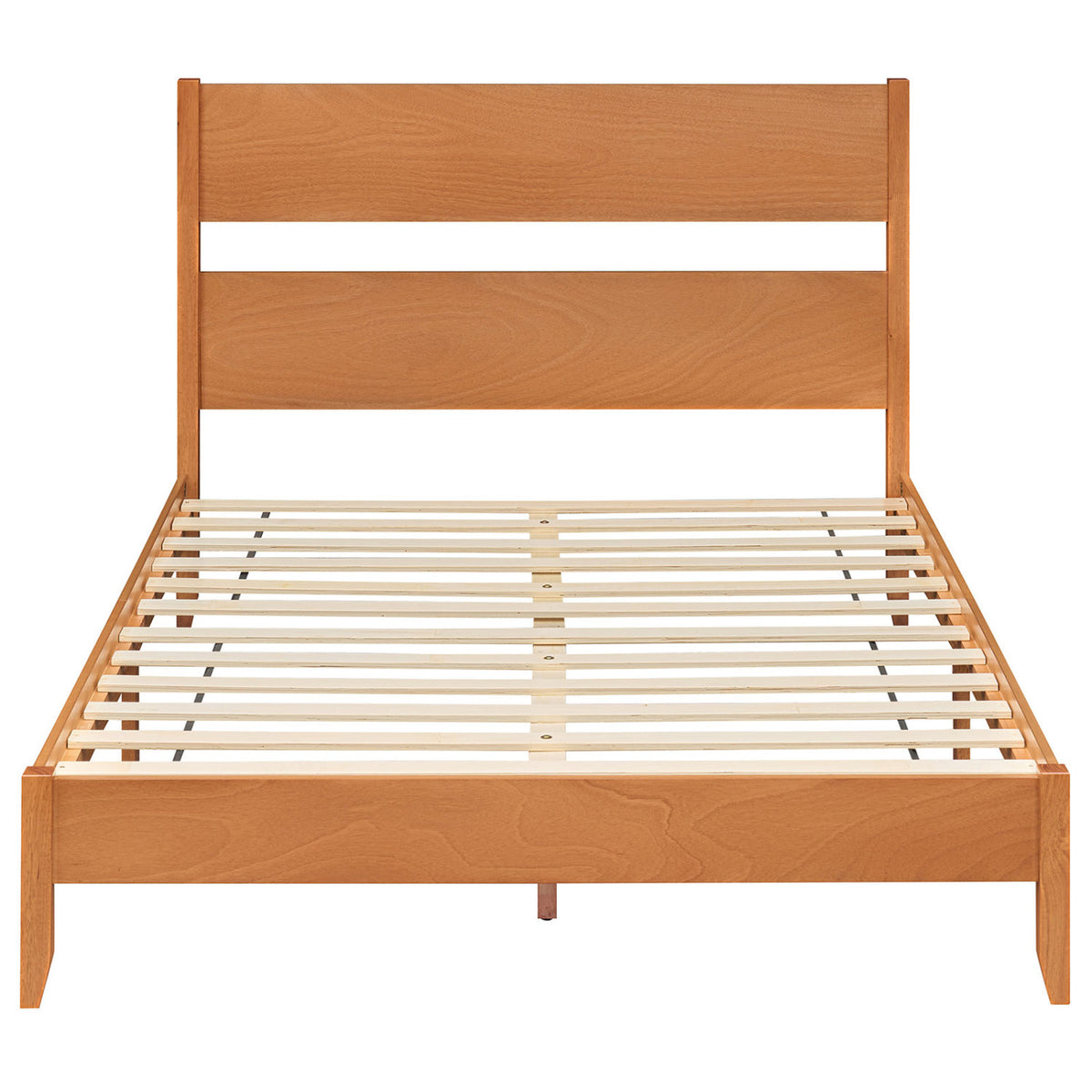 Queen Bed Frame with Headboard and Solid Wood Legs 12 Slats