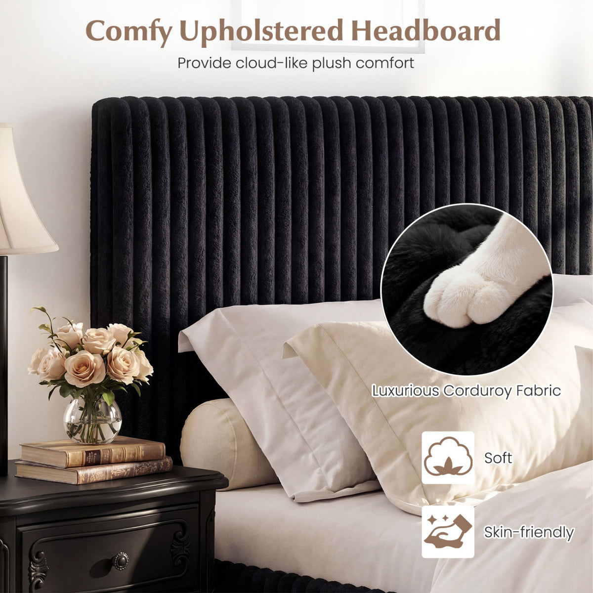 Queen Size Lift-up Storage Bed with Wooden Slat Support