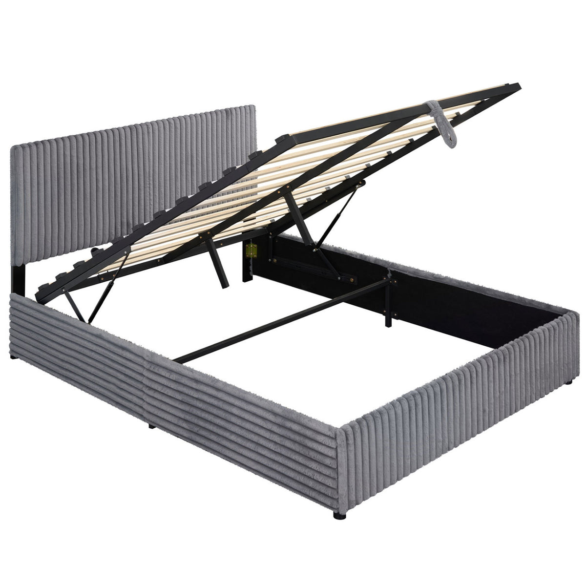 Queen Size Lift-up Storage Bed with Wooden Slat Support