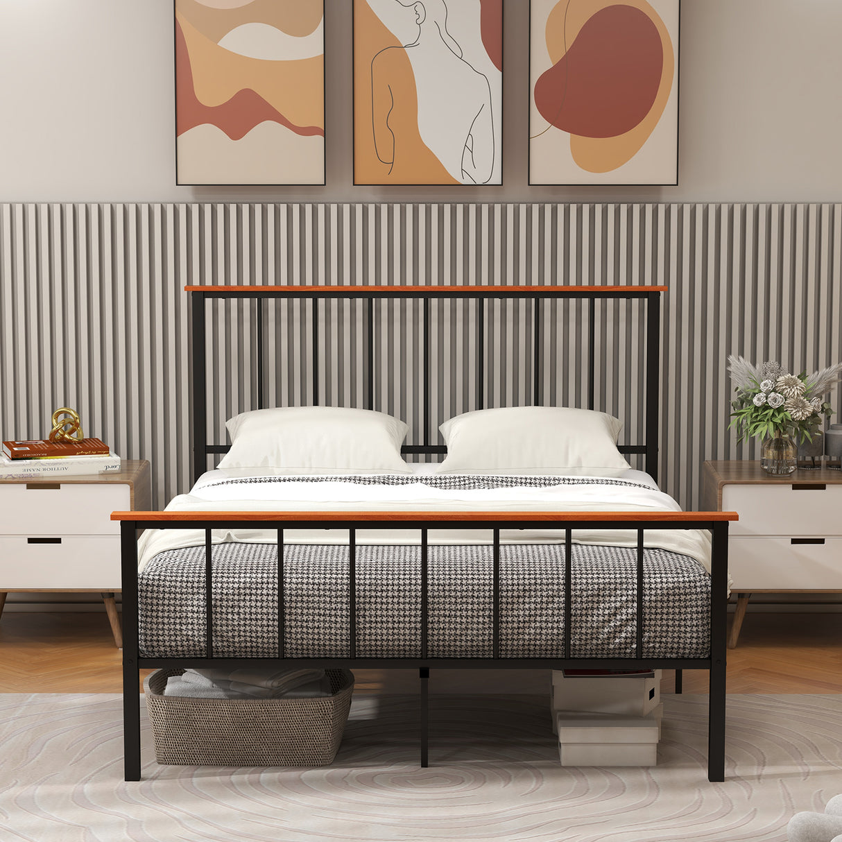 Bed Frame with Headboard and Footboard