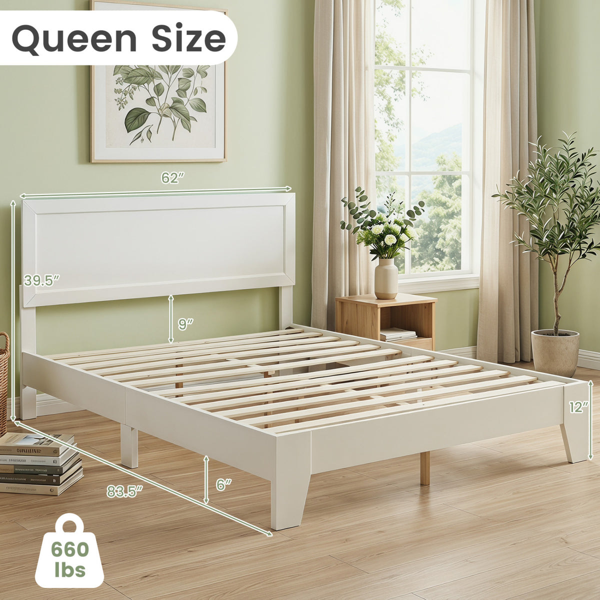 Queen Size Modern Bed Frame with Headboard