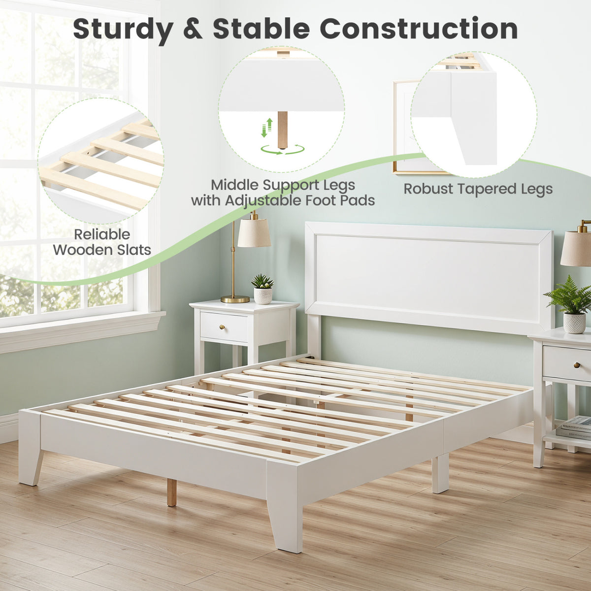 Queen Size Modern Bed Frame with Headboard