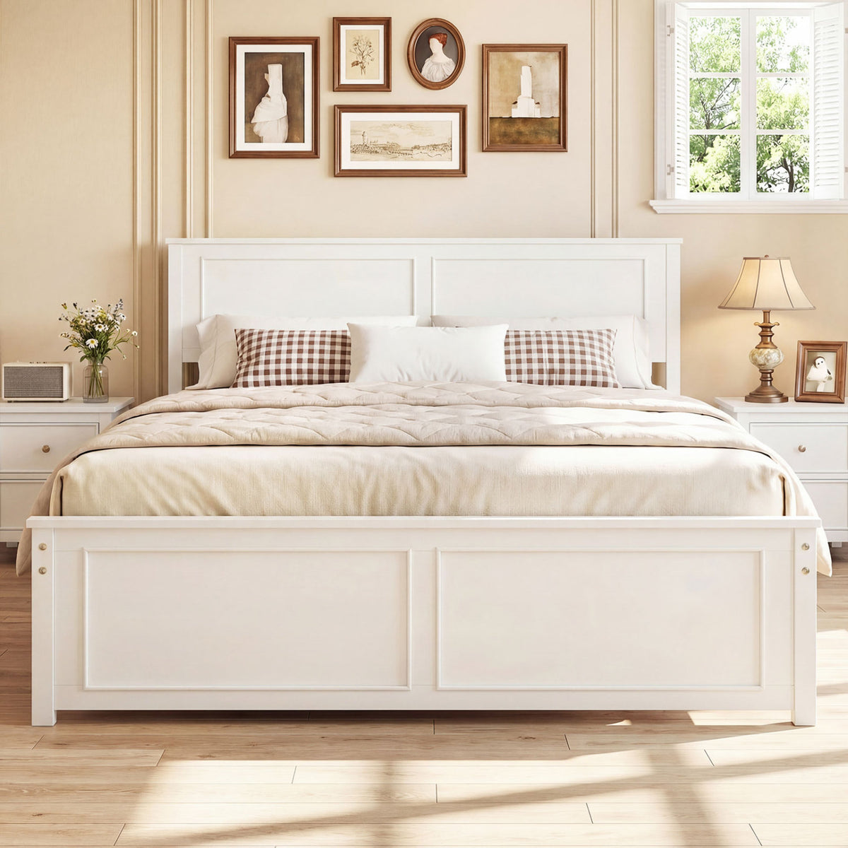 Full/Queen/Twin Size Platform Bed Frame with Headboard