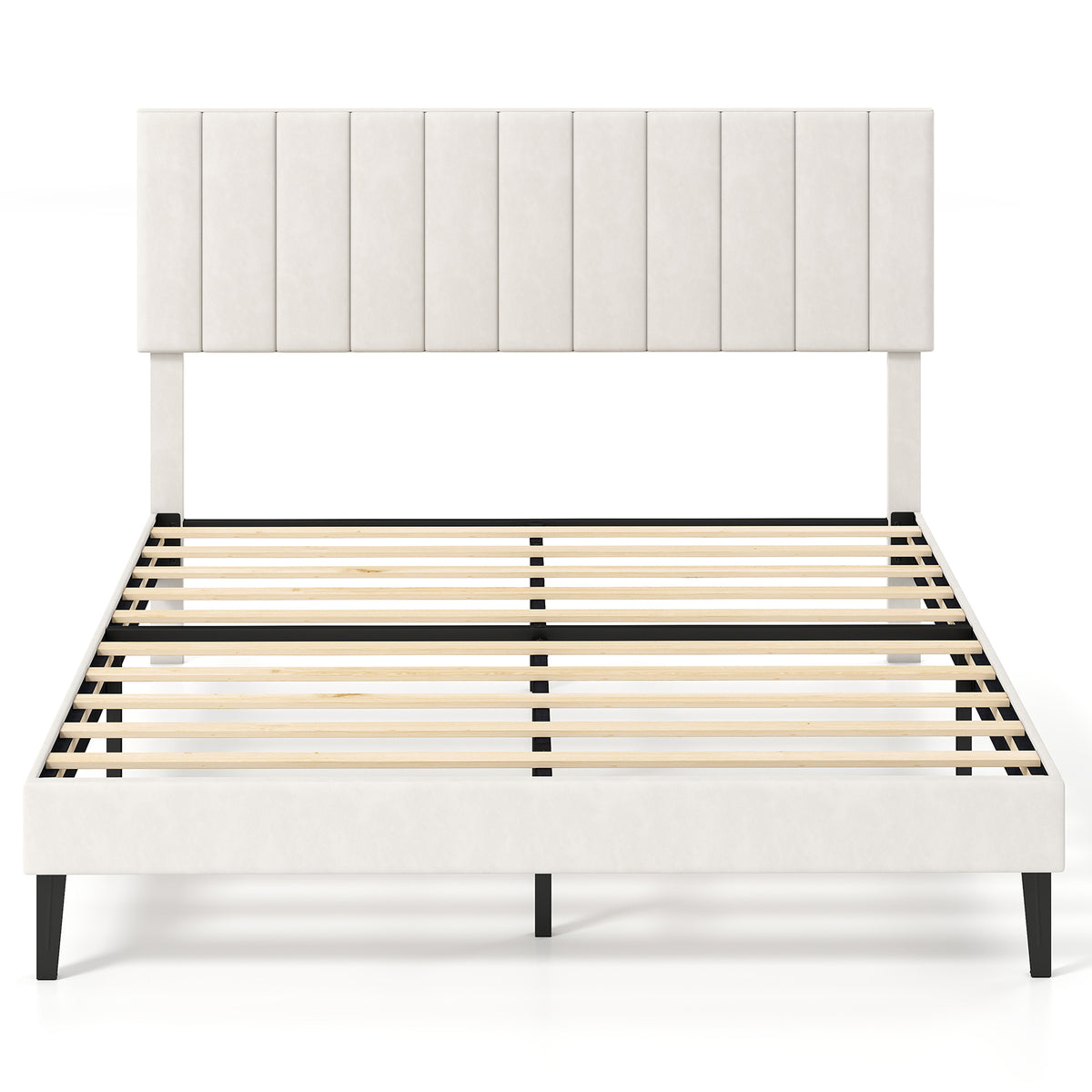 Queen Size Velvet Upholstered Platform Bed Frame