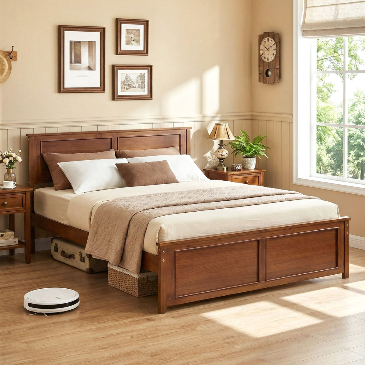 Full Size Wooden Bed Frame with Headboard