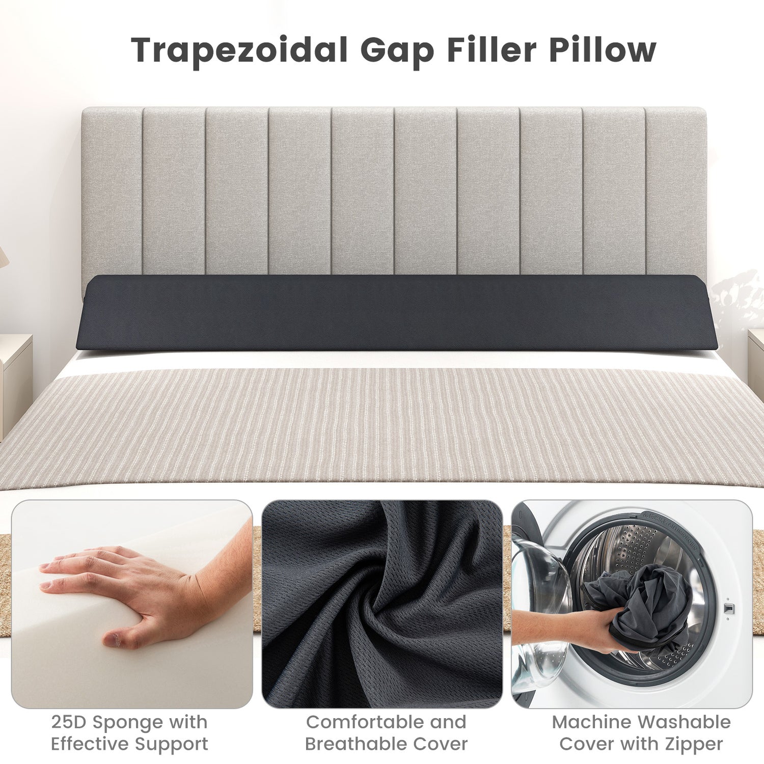 Bed Wedge Pillow with Storage Bag