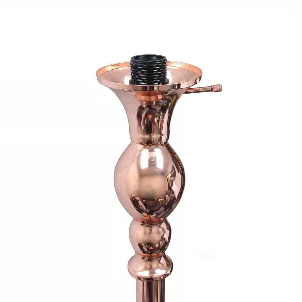 Rose Gold Copper Finish Metal Floor Lamp Torchiere with White Glass Shade