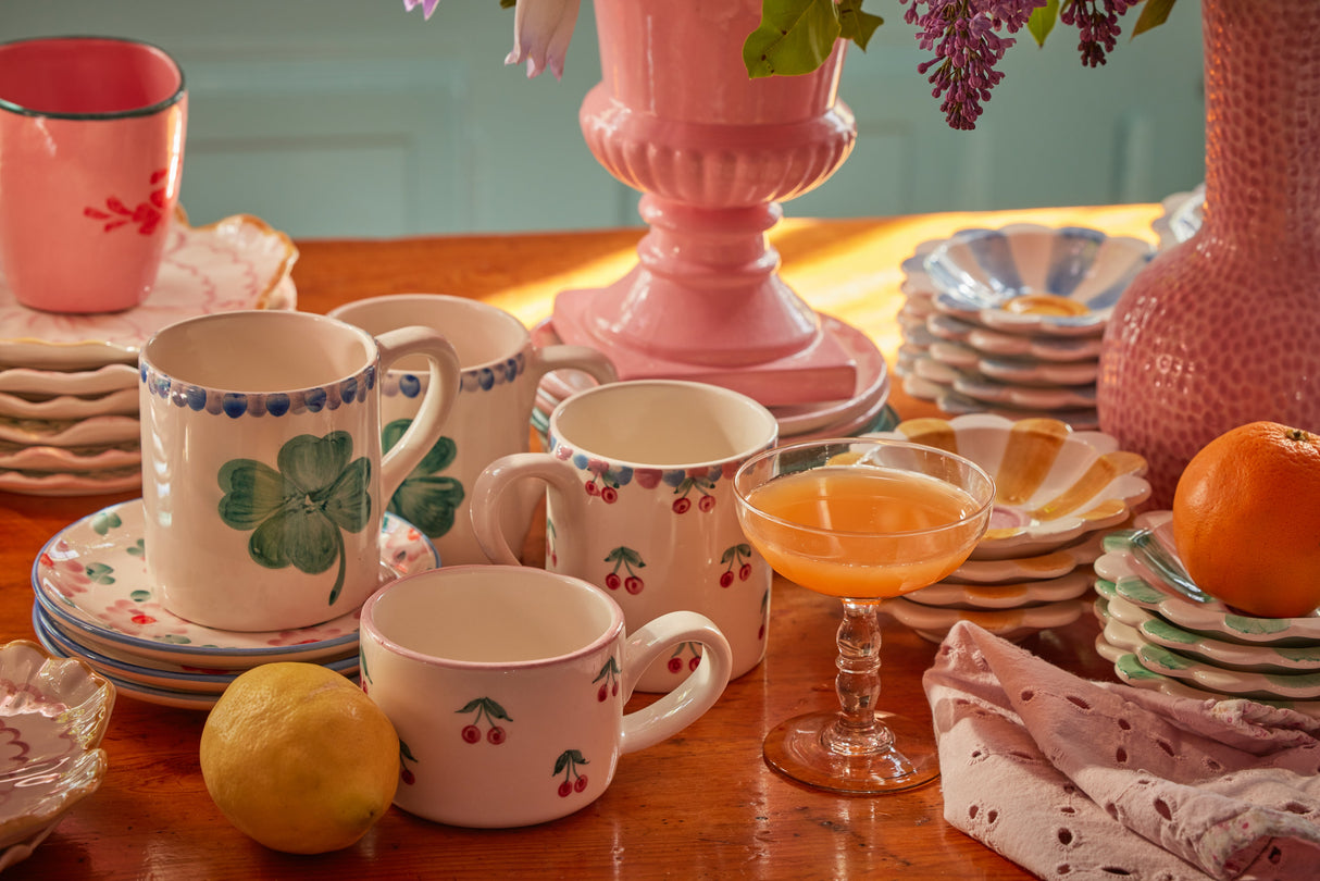 Ceramic Mug with Hand Painted Cherries - 14.2 oz