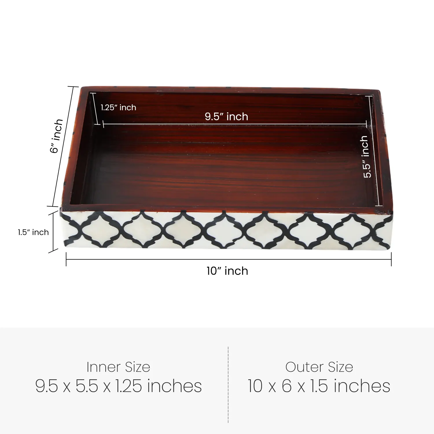 Moroccan Bone Inlay Vanity Decorative Bathroom Tray 10x6