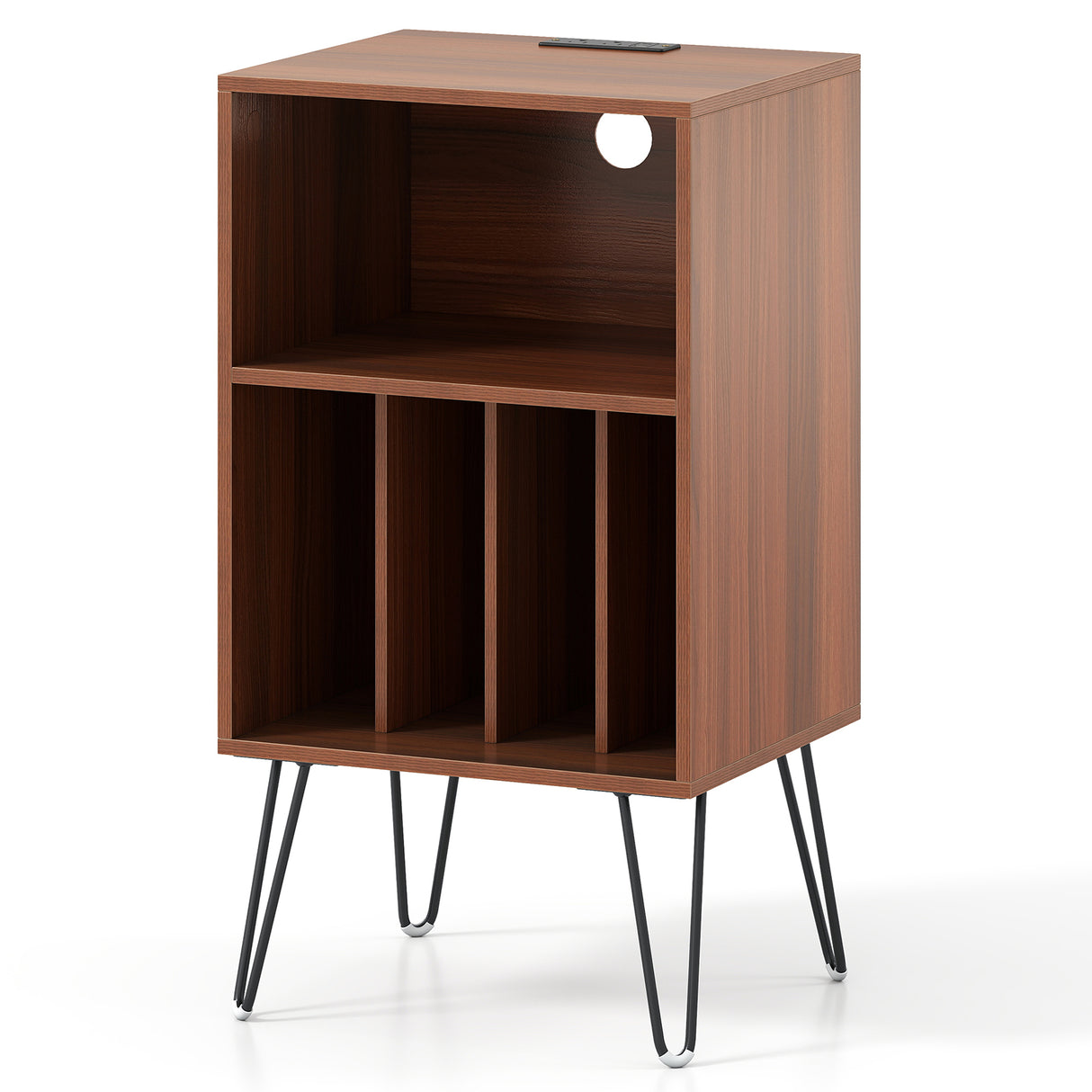 Record Player Stand with Charging Station for Living Room Bedroom