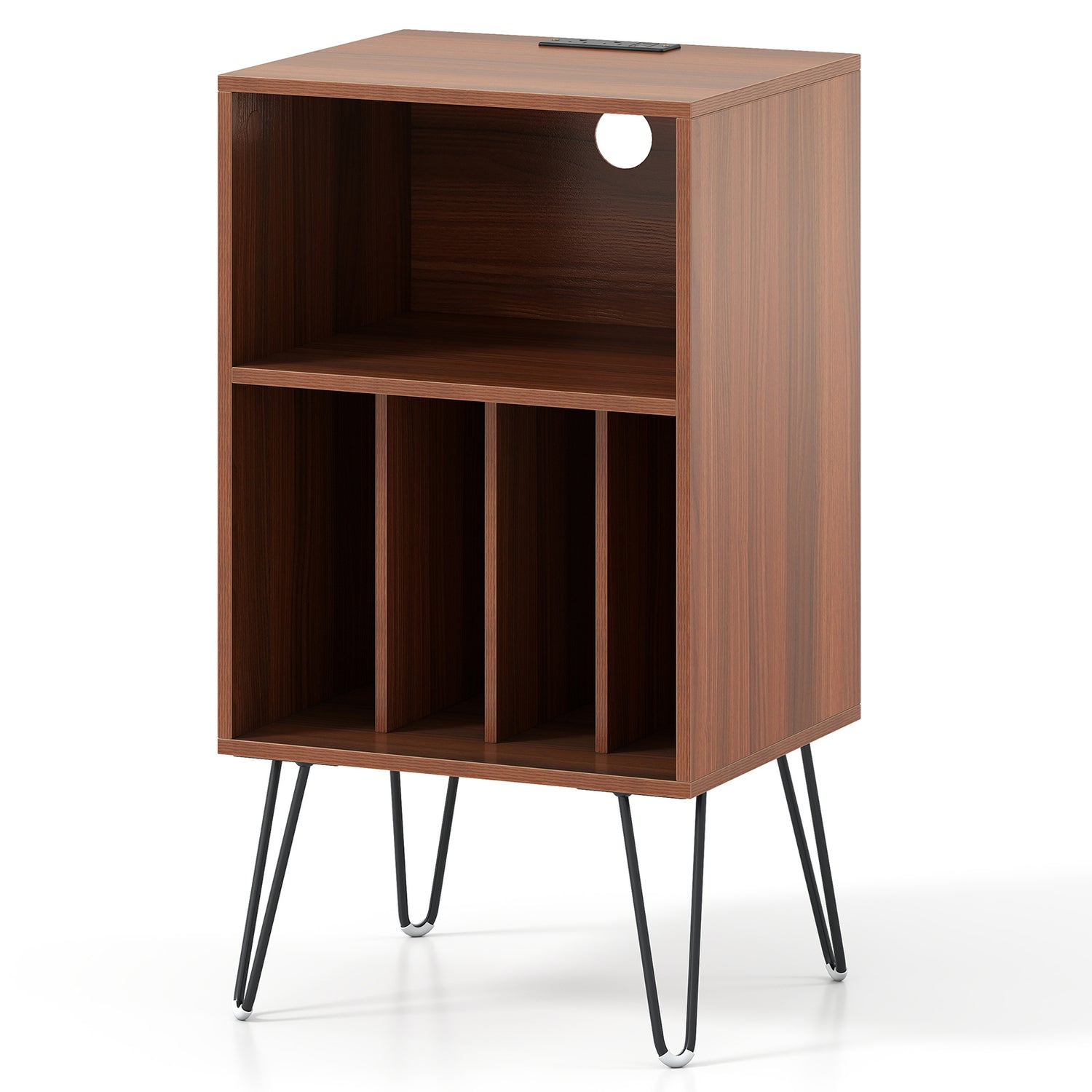 Record Player Stand with Charging Station for Living Room Bedroom